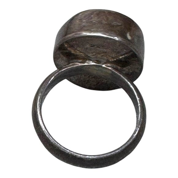 91 Artisan Mystical Celestial Ceramic Face Signed Sterling Silver Ring Star 6.75 - Picture 11 of 11